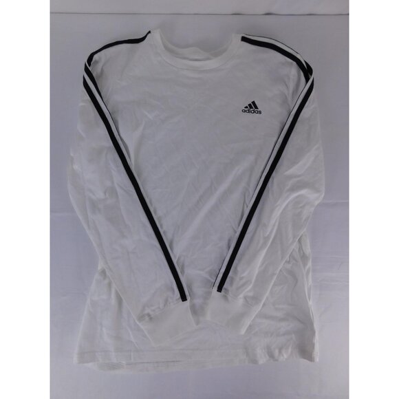 adidas Other - Adidas Shirt Boys L 14/16 White Long Sleeve Stripe Logo Crew Neck Jersey Cotton
